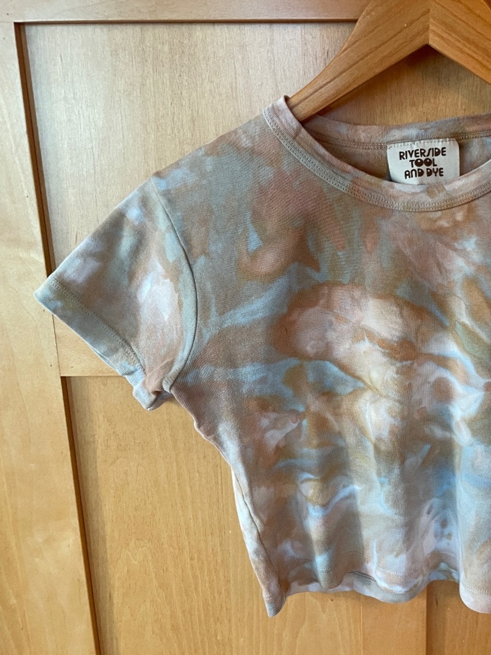 Riverside Tool & Dye Crop Top, (Tie Dye, Brown—White, Yellow, and Blue), Small